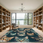 Whimsical Cat Faces Repeating Pattern Rug