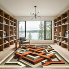 Isometric Terracotta Cream Geometric Labyrinth Rug