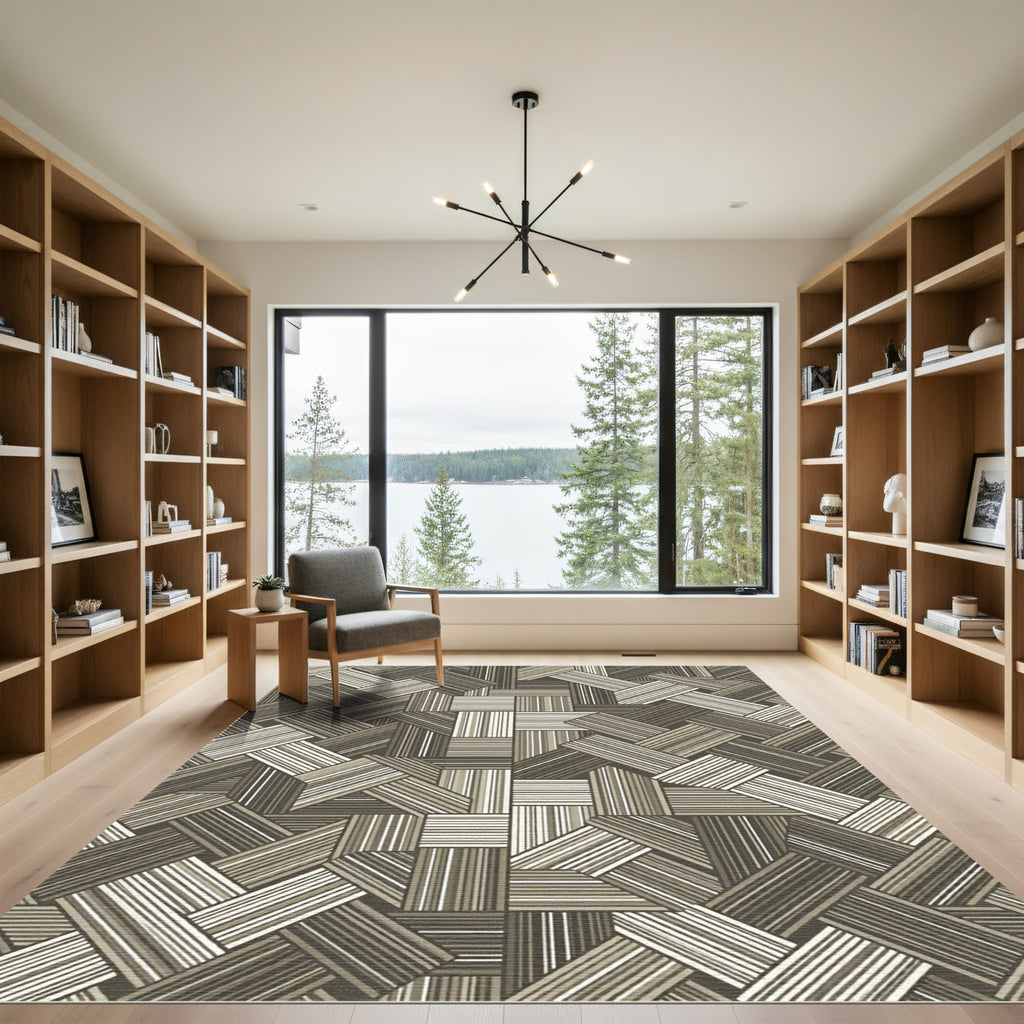 Earthy Tones Striped Interlace Rug