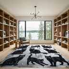 Nine Black Cat Court Composition Rug
