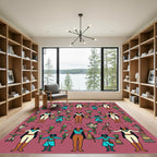 Native American Figures Floral Corn Pattern Rug