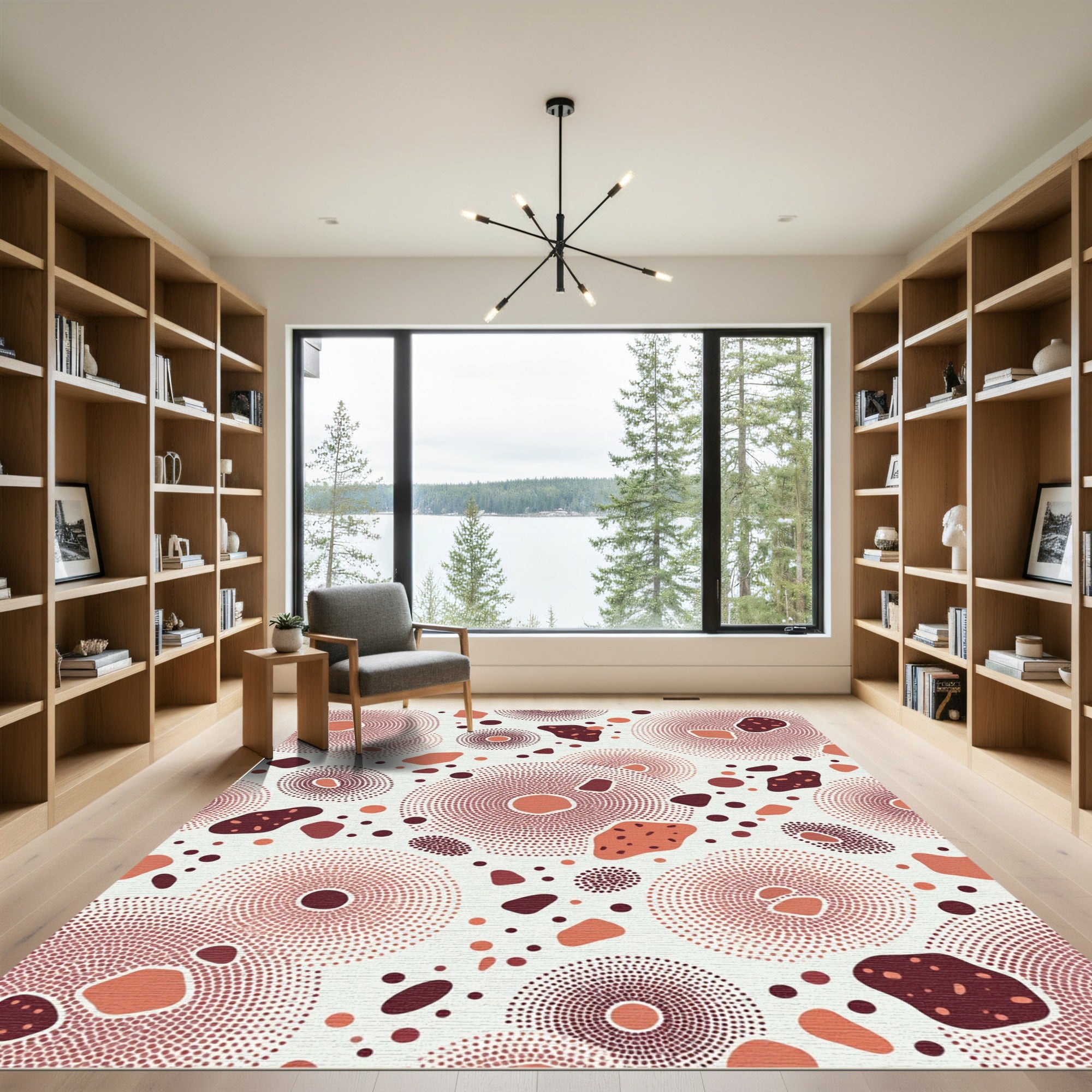 Terracotta Abstract Dotted Circles Rug