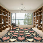 Vintage Ornate Pink Heart Scroll Rug