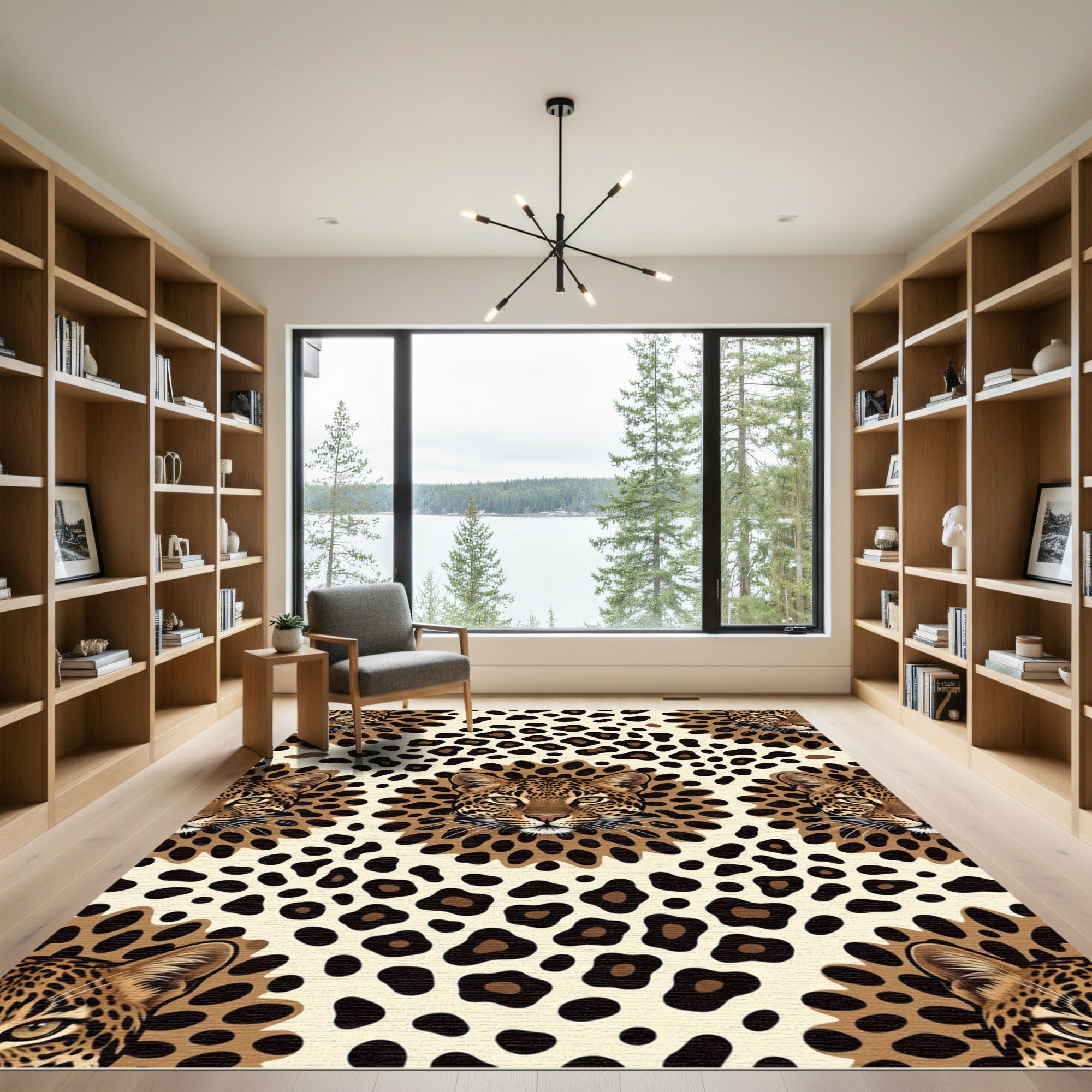 Leopard Spot Faux Fur Faces Rug