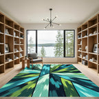 Vibrant Teal Green Shattered Geometric Rug
