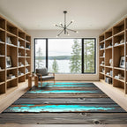 Distressed Turquoise Wood Plank Rug