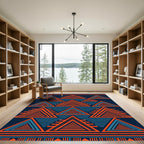 Geometric Indigo Orange Terraced Triangular Rug