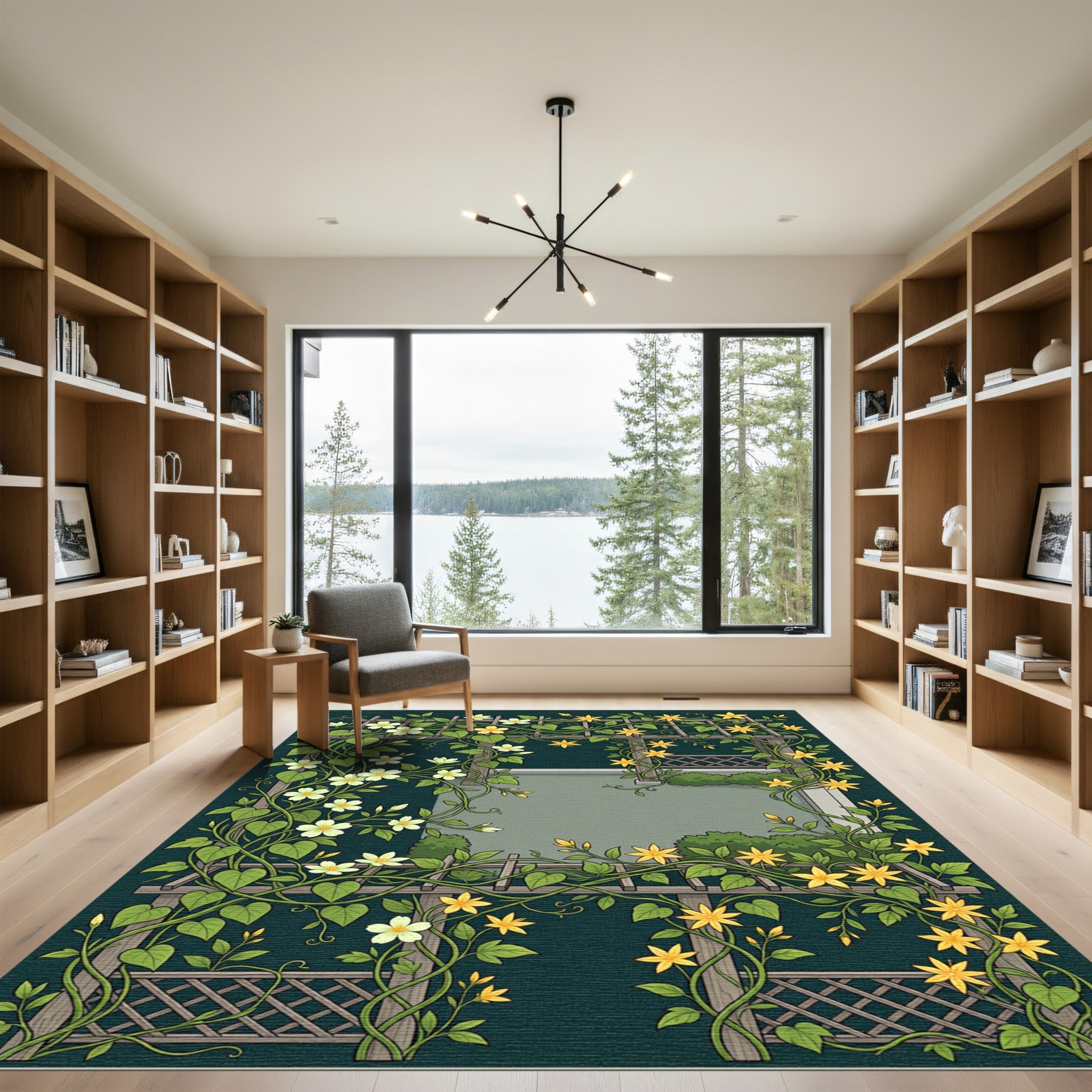 Vines Yellow White Flower Pergola Rug