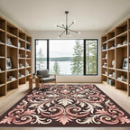 Ornate Rose Gold Acanthus Scroll Rug