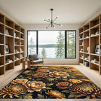 Golden Rose Chrysanthemum Blossom Arrangement Rug