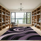 Moody Purple Abstract Swirl Waves Rug