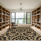 Brown Black Feline Flower Collage Rug