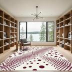 Modern Burgundy Polka Dot Abstract Art Rug