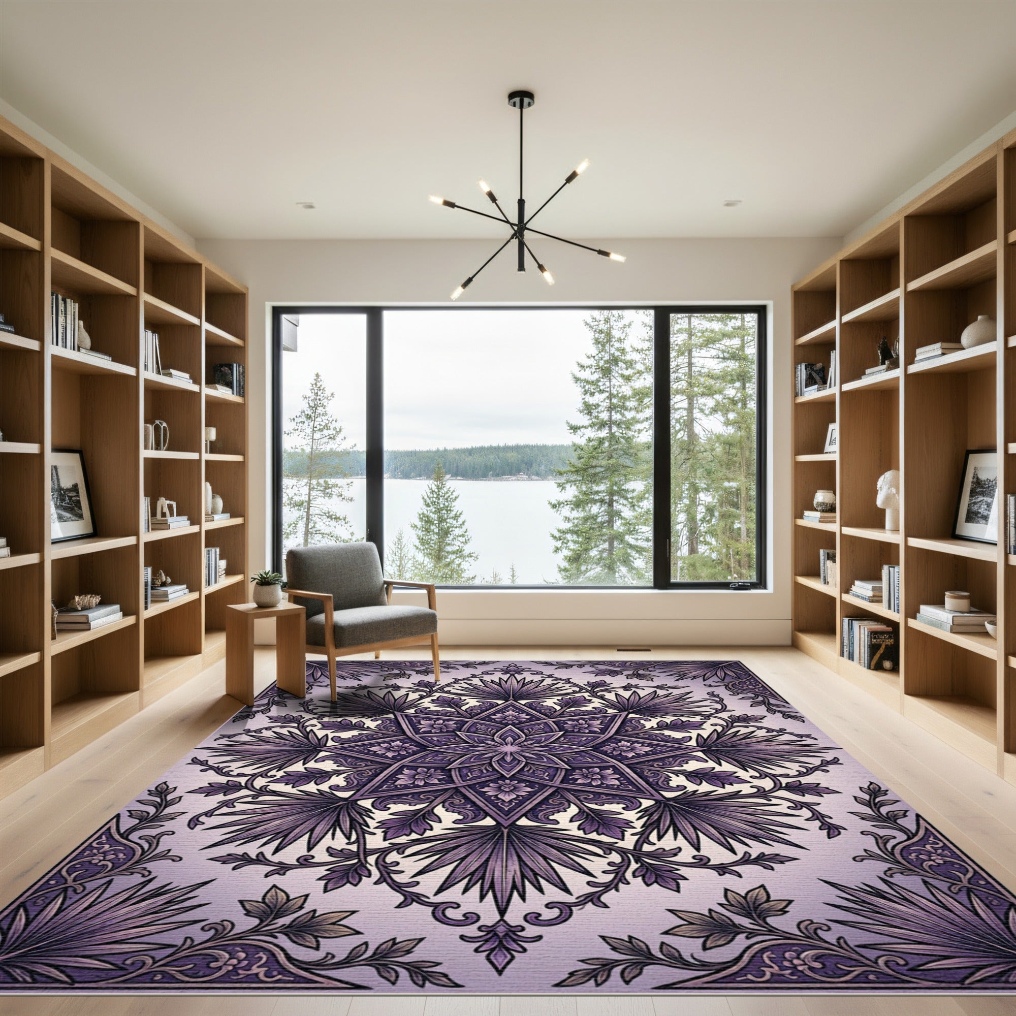Ornate Plum Floral Star Medallion Rug