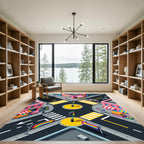Vibrant Isometric Urban Rainbow Intersection Rug