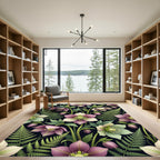 Vintage Floral Fern Arrangement Rug