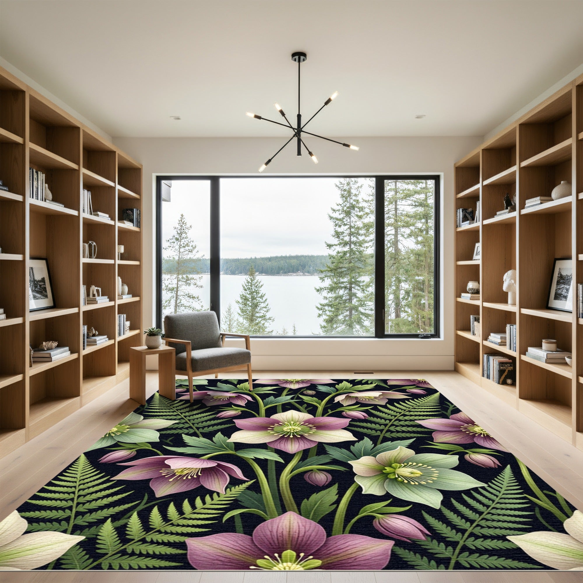 Vintage Floral Fern Arrangement Rug