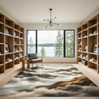 Serene Ethereal Mountain Fog Landscape Rug