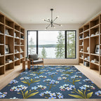 Blue Forget Me Not Floral Sprigs Rug