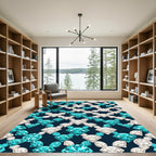 Aqua White Gemstone Chain Rug