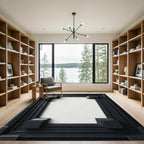 Geometric Dark Frame Relief Rug