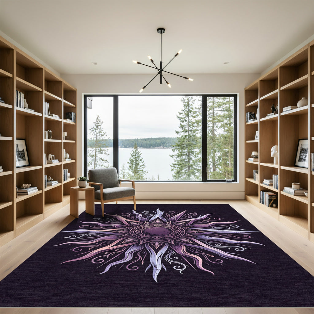 Ethereal Violet Celestial Mandala Sun Rug