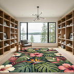 Vibrant Tropical Bird Paradise Blooms Rug