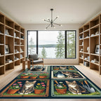 Charming Tabby Cat Garden Collage Rug
