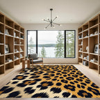 Bold Golden Leopard Spot Animal Skin Rug