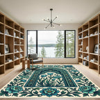 Teal Floral Arch Garden Area Rug