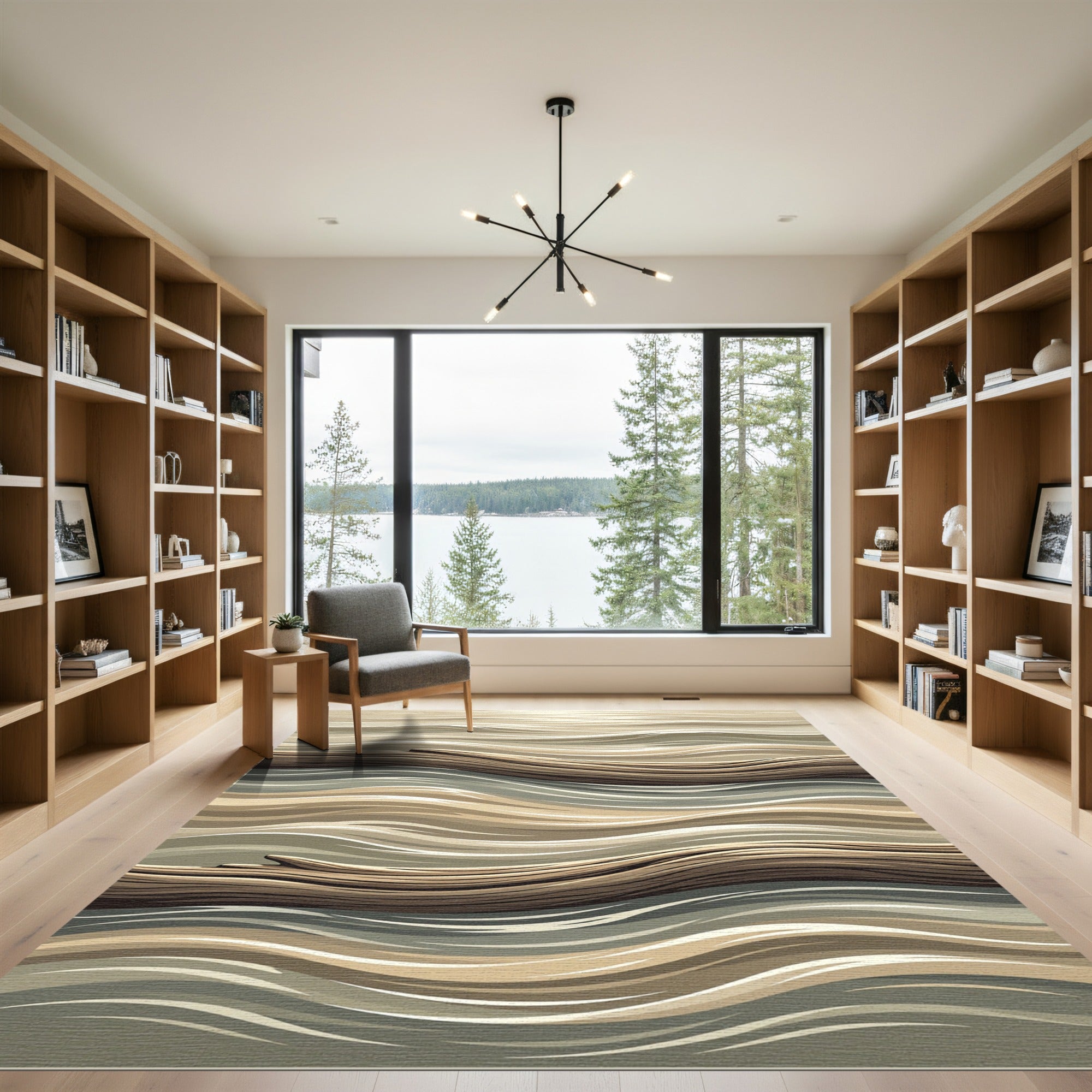 Neutral Tones Wood Grain Flow Rug