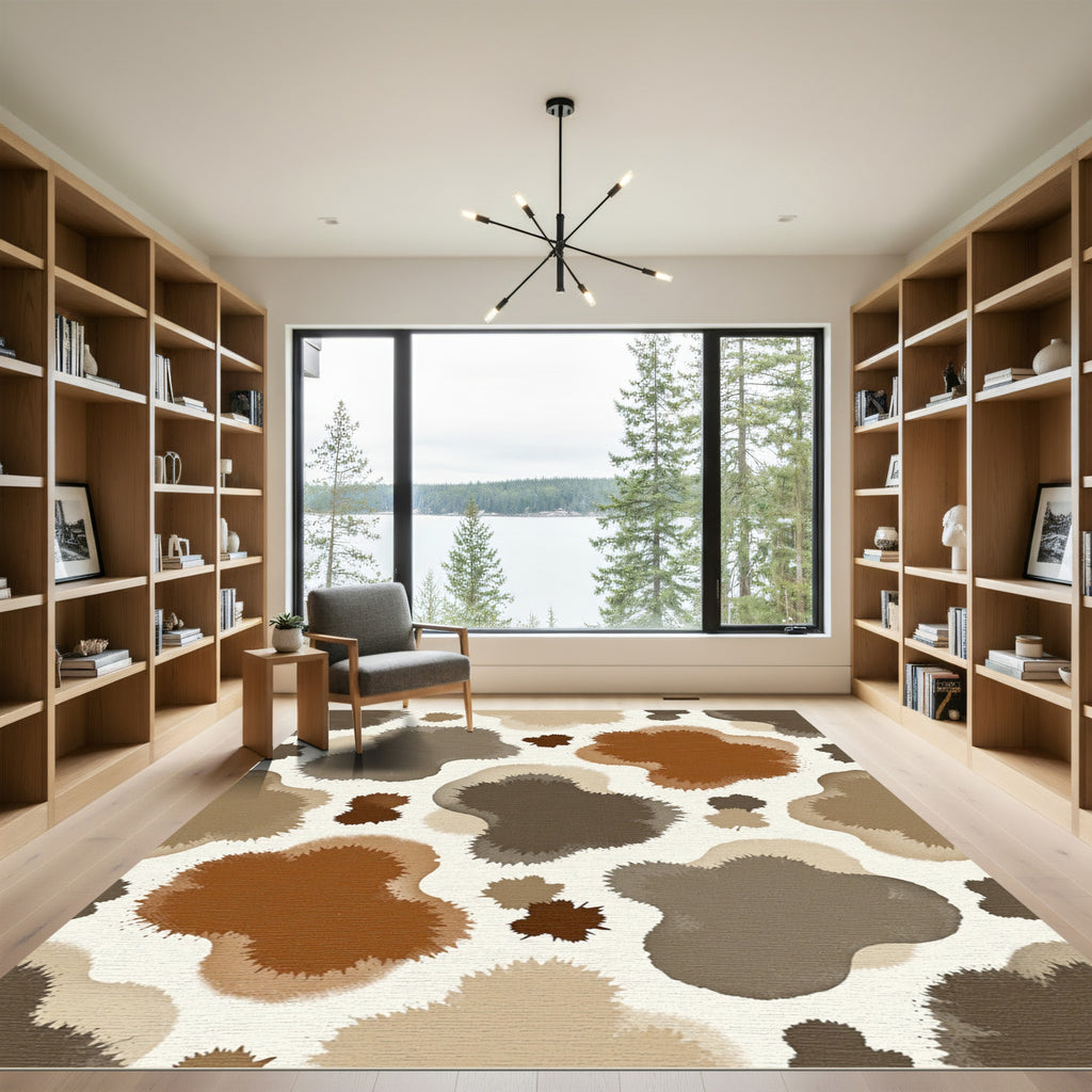 Earthy Splatter Blotchy Abstract Rug
