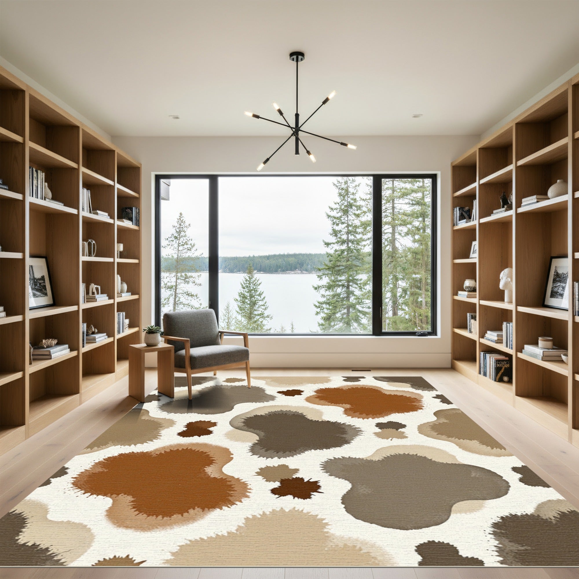 Earthy Splatter Blotchy Abstract Rug