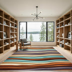 Wavy Earth Tone Multicolored Abstract Striped Rug