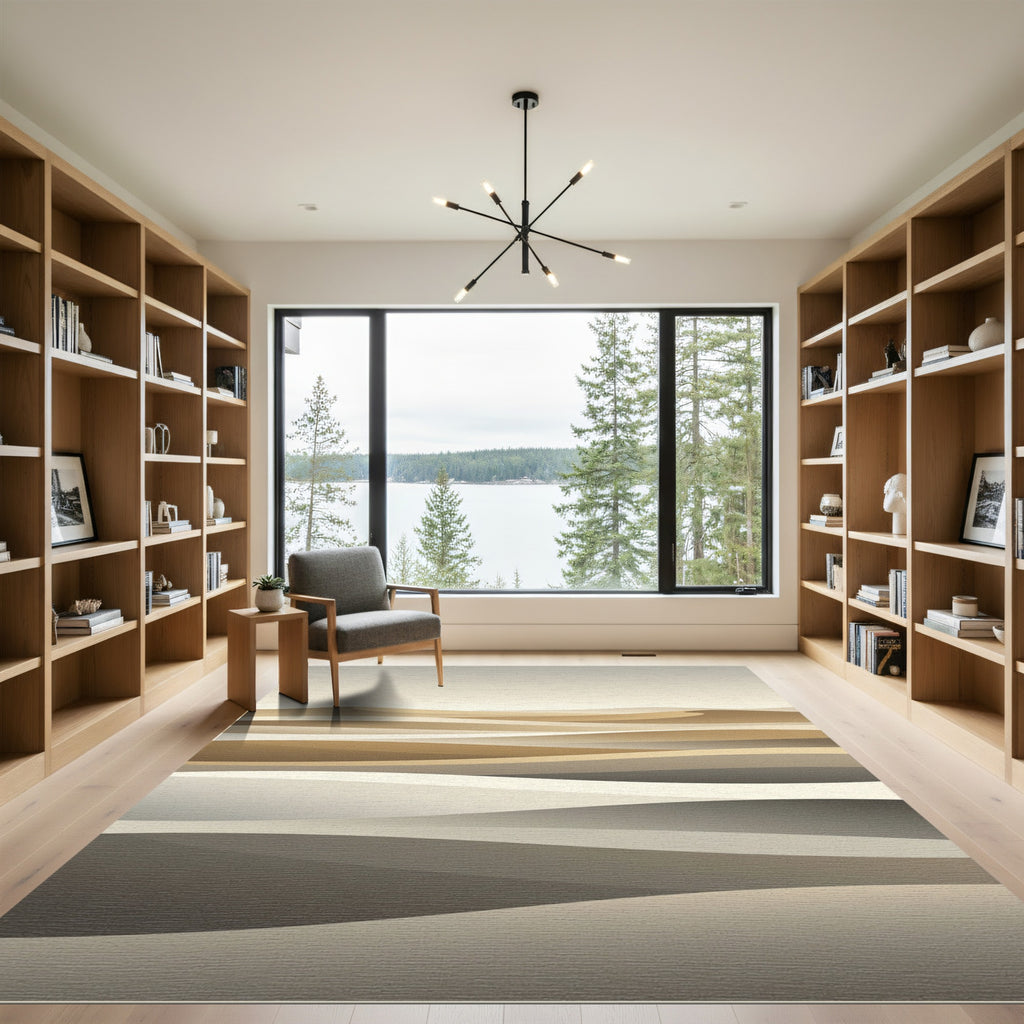 Minimalist Serene Sand Dune Waves Rug