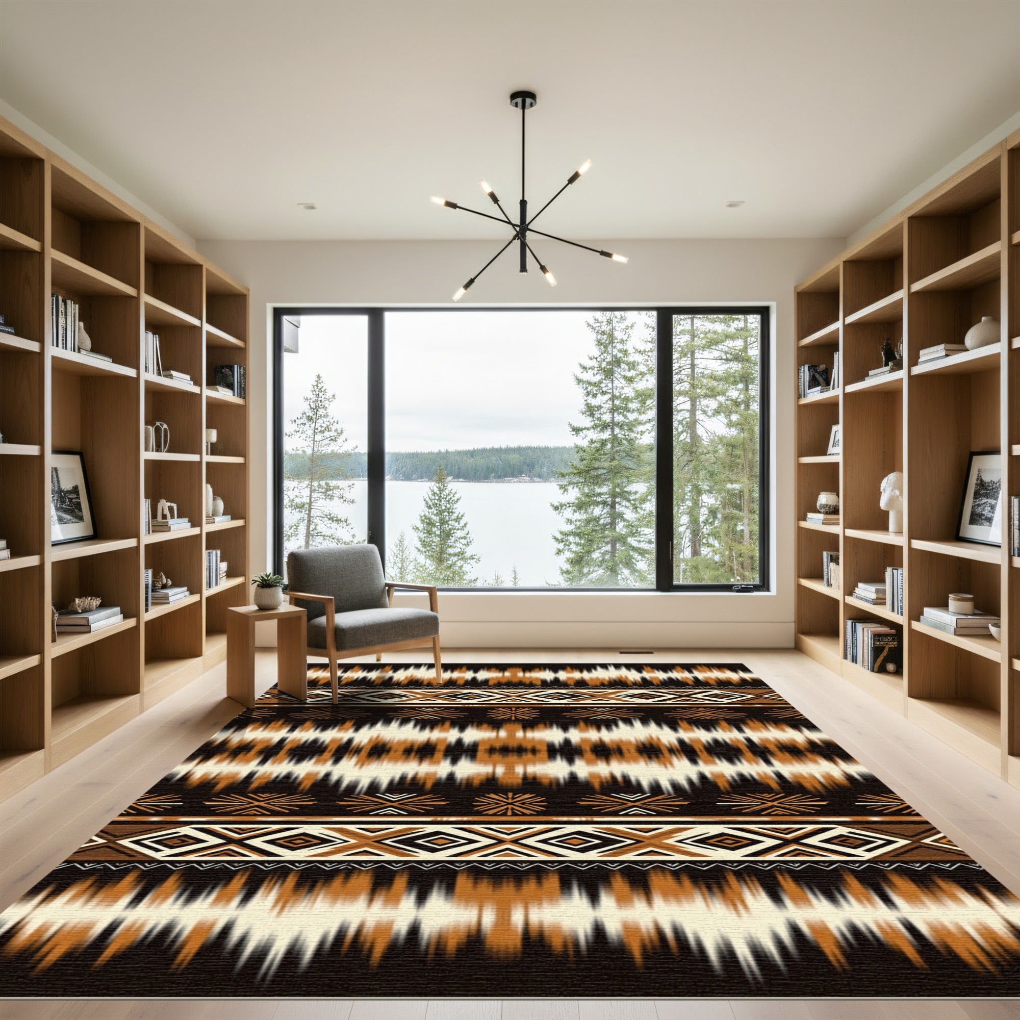 Earthy Brown Tribal Geometric Diamond Rug