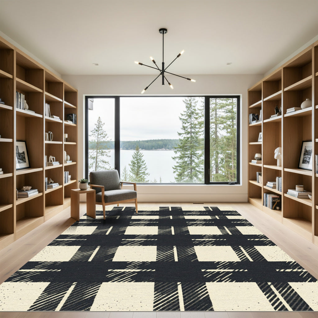 Dark Beige Tartan Plaid Rug