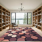 Sophisticated Earthy Tones Geometric Hexagon Rug