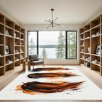 Abstract Amber and Espresso Brushstroke Rug