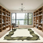 Olive Ribbon Swirl Rectangular Frame Rug