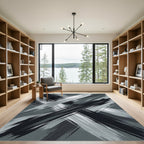 Monochrome Brushstroke Intersection Rug