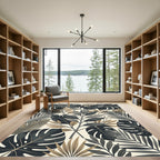 Monochromatic Tropical Foliage Leaf Botanical Rug