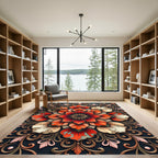 Ornate Red Floral Mandala Rug