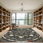 Gray Rustic Mandala Floral Art Rug