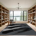 Modern Abstract Monochrome Brush Stroke Rug
