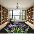 Elegant Purple Iris Botanical Bouquet Rug