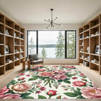 Romantic Blush Pink Rose Bouquet Rug