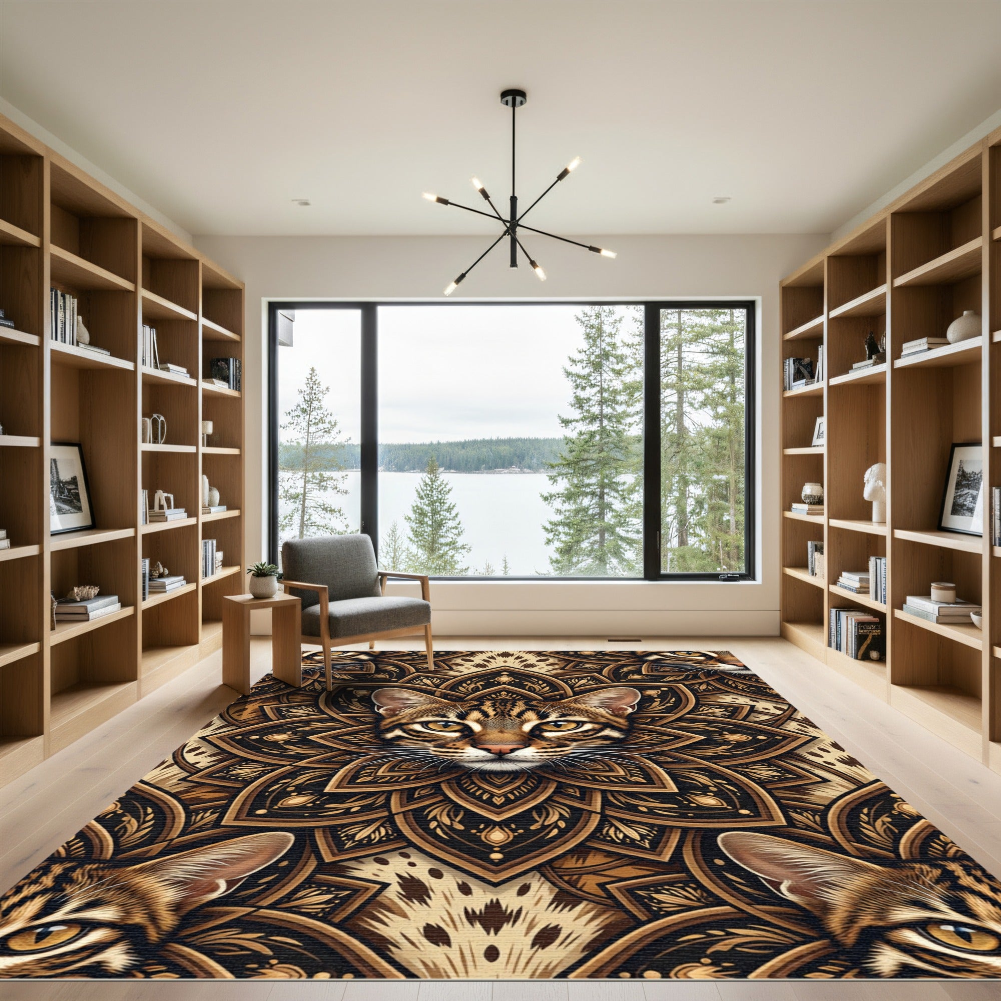 Golden Feline Mandala Harmony Rug