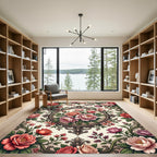 Vintage Victorian Floral Rose Medallion Rug