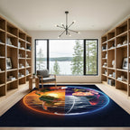Luminous Celestial Earth Day and Night Globe Rug